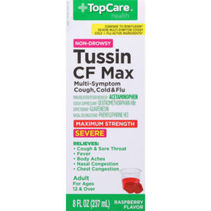 TopCare Health Severe Non-Drowsy Maximum Strength Raspberry Flavor Tussin CF Max 8 fl oz