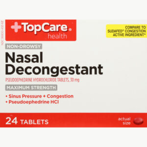 TopCare Health 30 mg Non-Drowsy Maximum Strength Nasal Decongestant 24 Tablets