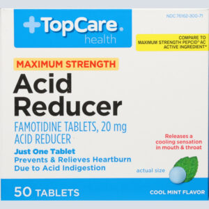 TopCare Health 20 mg Maximum Strength Cool Mint Flavor Acid Reducer 50 Tablets