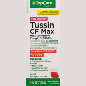 TopCare Health Severe Non-Drowsy Maximum Strength Raspberry Flavor Tussin CF Max 4 fl oz