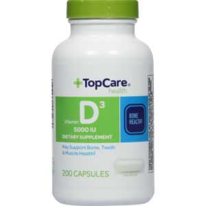 TopCare Health 5000 IU Vitamin D3 200 Capsules