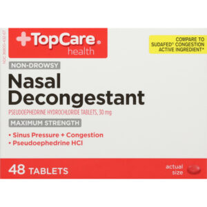 TopCare Health 30 mg Maximum Strength Non-Drowsy Nasal Decongestant 48 Tablets