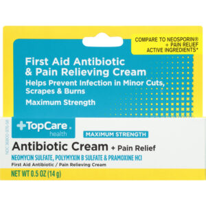 TopCare Health Maximum Strength Antibiotic Cream + Pain Relief 0.5 oz