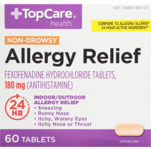 TopCare Health 180 mg Non-Drowsy Allergy Relief 60 Tablets