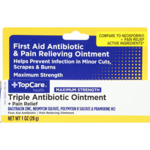 TopCare Health Maximum Strength Triple Antibiotic Ointment + Pain Relief 1 oz