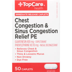 TopCare Health Chest Congestion & Sinus Congestion Relief PE 50 Caplets