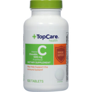 TopCare Health 500 mg Chewable Fruit Flavor Vitamin C 100 Tablets