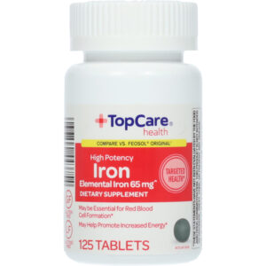 TopCare Health 65 mg High Potency Iron 125 Tablets