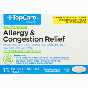 TopCare Health Non-Drowsy Allergy & Congestion Relief 15 Tablets