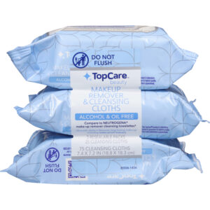 TopCare Beauty Makeup Remover & Cleansing Cloths 3 Pack 25 ea