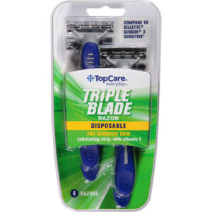 TopCare Everyday Triple Blade Disposable Razors 4 ea