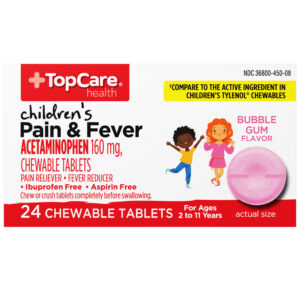 TopCare Health Children's Bubble Gum Flavor 160 mg Pain & Fever 24 Chewable Tablets