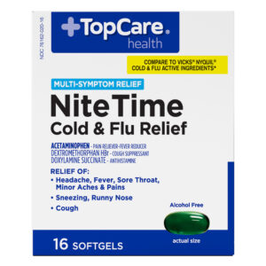 TopCare Health Multi-Symptom Relief NiteTime Cold & Flu Relief 16 Softgels