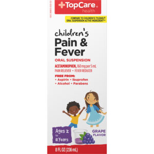 TopCare Health Children's Oral Suspension Ages 2 to 11 Years Grape Flavor Pain & Fever 8 fl oz