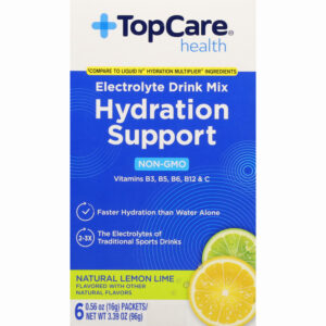 TopCare Health Hydration Support Natural Lemon Lime Electrolyte Drink Mix 6 - 0.56 oz Packets