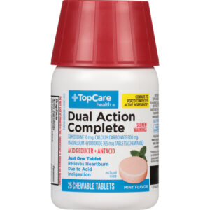 TopCare Health Dual Action Complete Mint Flavor Acid Reducer + Antacid 25 Tablets