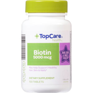 TopCare Health 5000 mcg Biotin 100 Tablets 100 Tablets
