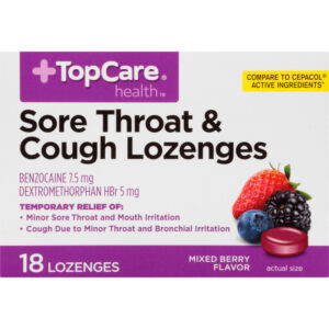TopCare Health Mixed Berry Flavor Sore Throat & Cough 18 Lozenges