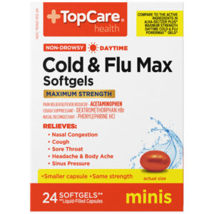 TopCare Health Maximum Strength Minis Non-Drowsy Daytime Cold & Flu Max 24 Sofgels