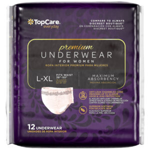 TopCare Everyday Maximum Absorbency Premium Underwear for Women L-XL 12 ea