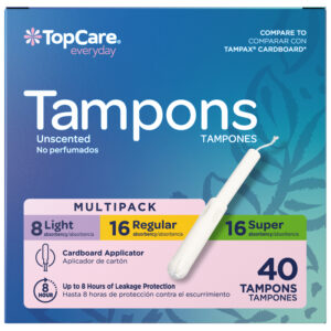TopCare Everyday Cardboard Applicator Light/Regular/Super Unscented Tampons Multipack 40 ea