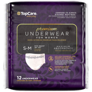 TopCare Everyday Maximum Absorbency Premium Underwear for Women S/M 12 ea