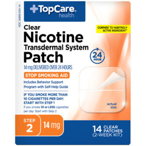 TopCare Health 14 mg Clear Transdermal System Nicotine Patch Step 2 Stop Smoking Aid 14 ea