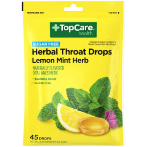 TopCare Health Sugar Free Lemon Mint Herb Herbal Throat Drops 45 Drops