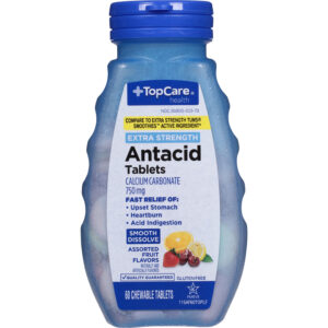 TopCare Health Extra Strength Antacid 750 mg Assorted Fruit Flavors 60 Chewable Tablets