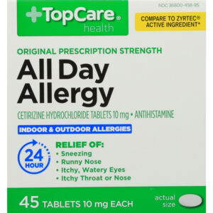 TopCare Health 10 mg Original Prescription Strength All Day Allergy 45 Tablets