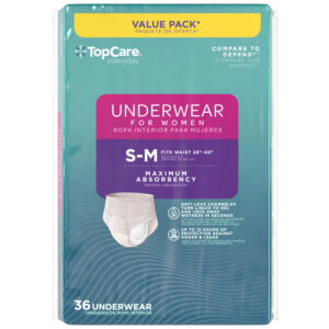 TopCare Everyday Maximum Absorbency Underwear for Women S-M Value Pack 36 ea