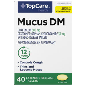 TopCare Health Guaifenesin/Dextromethorphan Hydrobromide 600 mg/30 mg Mucus DM 40 Extended-Release Tablets