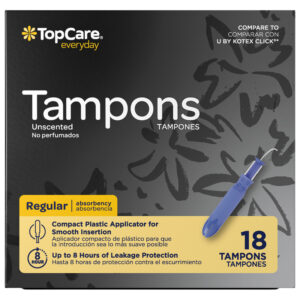 TopCare Everyday Compact Plastic Applicator Regular Absorbency Unscented Tampons 18 ea