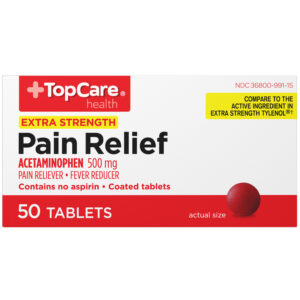 TopCare Health Extra Strength 500 mg Pain Relief 50 Tablets