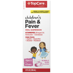 TopCare Health Children's Oral Suspension Ages 2 to 11 Years Bubble Gum Flavor Pain & Fever 8 fl oz