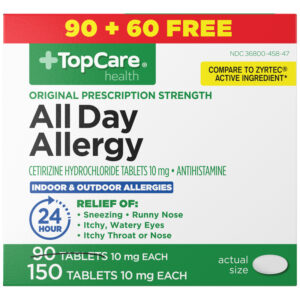 TopCare Health Original Prescription Strength 10 mg All Day Allergy 150 Tablets