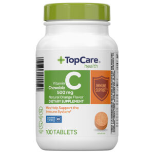 TopCare Health Natural Orange Flavor 500 mg Vitamin C 100 Chewable Tablets