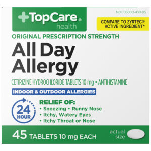 TopCare Health Original Prescription Strength 10 mg All Day Allergy 45 Tablets