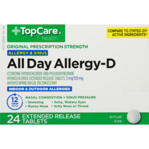 TopCare Health Original Prescription Strength All Day Allergy-D 24 Extended Release Tablets
