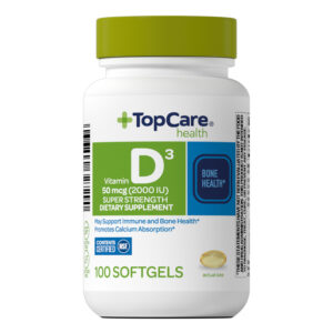 TopCare Health Super Strength 50 mcg (2000 IU) Vitamin D3 100 Softgels