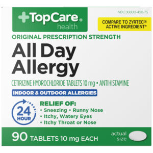 TopCare Health Original Prescription Strength 10 mg All Day Allergy 90 Tablets