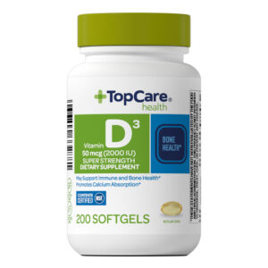 TopCare Health Super Strength 50 mcg (2000 IU) Vitamin D3 200 Softgels