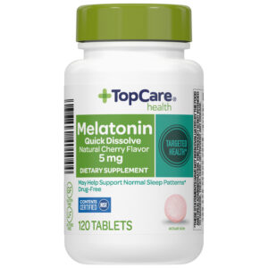 TopCare Health Natural Cherry Flavor 5 mg Melatonin 120 Quick Dissolve Tablets