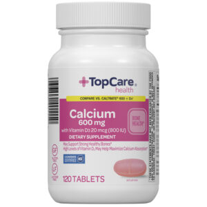 TopCare Health 600 mg/20 mcg (800 IU) Calcium 120 Tablets