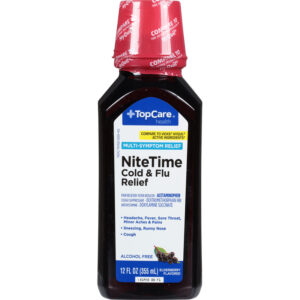 TopCare Health Multi-Symptom Relief NiteTime Elderberry Flavored Cold & Flu Relief 12 fl oz