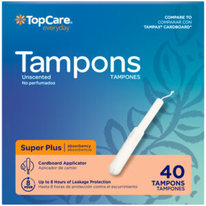 TopCare Everyday Cardboard Applicator Super Plus Unscented Tampons 40 Each