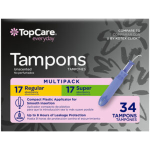 TopCare Everyday Regular/Super Unscented Tampons Multipack 34 Each