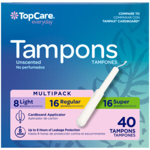 TopCare Everyday Light/Regular/Super Unscented Tampons Multipack 40 Each