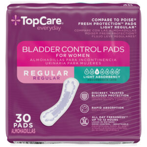 TopCare Everyday Light Absorbency Regular Bladder Control Pads for Women 30 Each