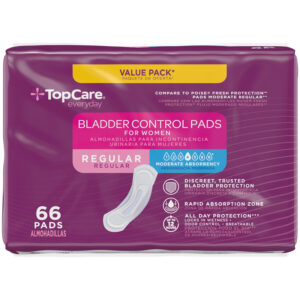 TopCare Everyday Moderate Absorbency Regular Bladder Control Pads for Women Value Pack 66 Each